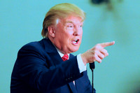 Donald Trump at West High School with protesters